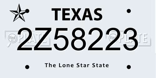 2Z58223 Texas License Plate