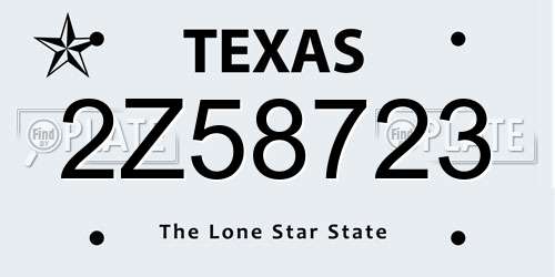 2Z58723 Texas License Plate