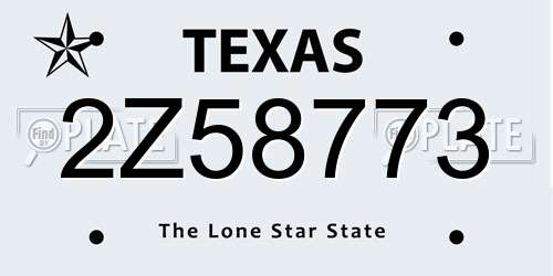 2Z58773 Texas License Plate