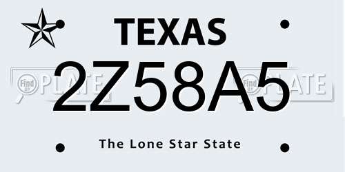 2Z58A5 Texas License Plate