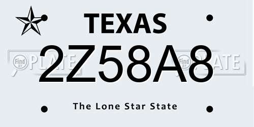 2Z58A8 Texas License Plate