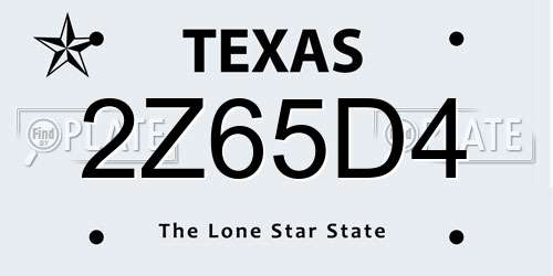 2Z65D4 Texas License Plate