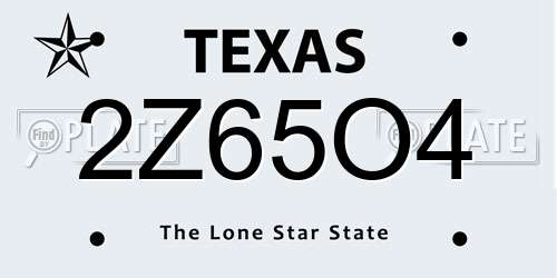 2Z65O4 Texas License Plate
