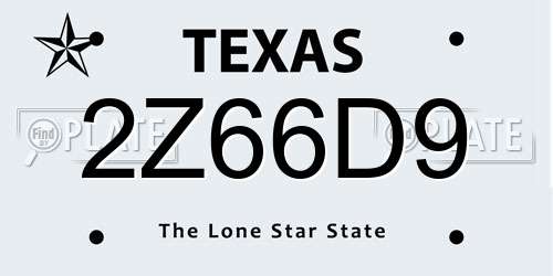 2Z66D9 Texas License Plate