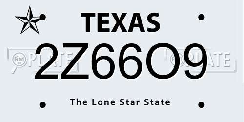 2Z66O9 Texas License Plate