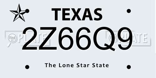 2Z66Q9 Texas License Plate