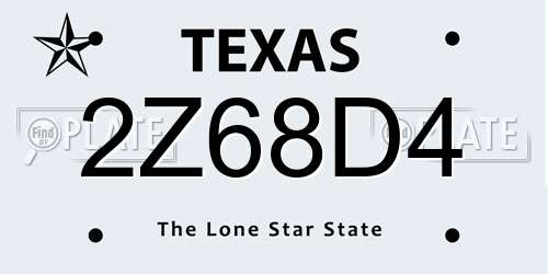 2Z68D4 Texas License Plate