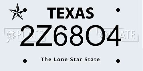 2Z68O4 Texas License Plate