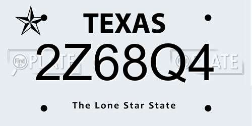 2Z68Q4 Texas License Plate