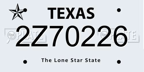 2Z70226 Texas License Plate