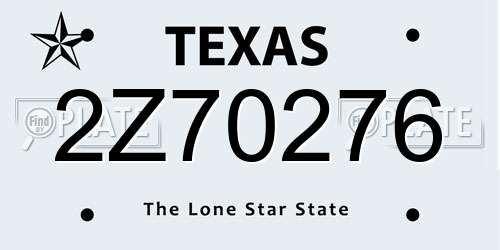 2Z70276 Texas License Plate