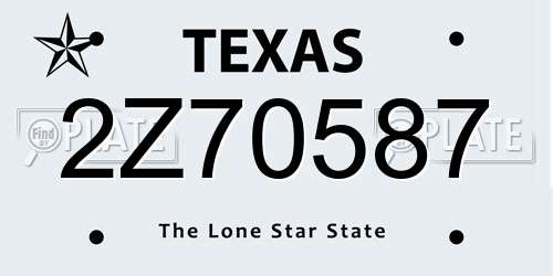 2Z70587 Texas License Plate