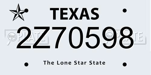 2Z70598 Texas License Plate