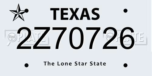 2Z70726 Texas License Plate