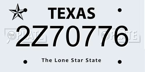 2Z70776 Texas License Plate