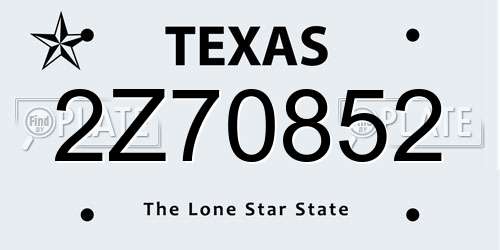 2Z70852 Texas License Plate