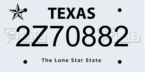 2Z70882 Texas License Plate