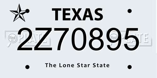 2Z70895 Texas License Plate