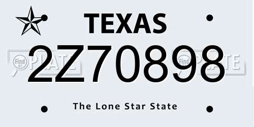 2Z70898 Texas License Plate