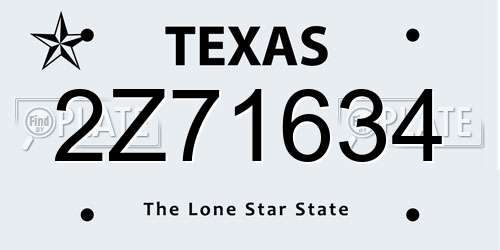 2Z71634 Texas License Plate