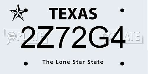 2Z72G4 Texas License Plate