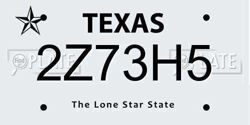 2Z73H5 Texas License Plate