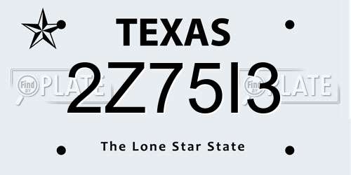 2Z75I3 Texas License Plate