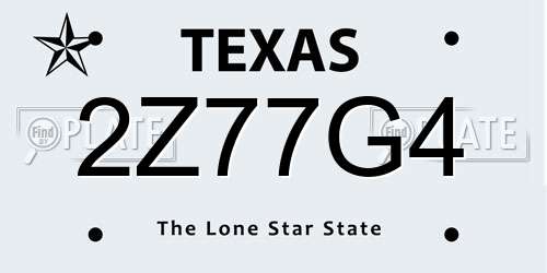 2Z77G4 Texas License Plate