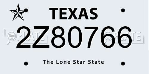 2Z80766 Texas License Plate