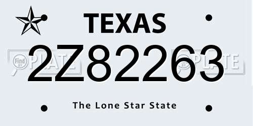2Z82263 Texas License Plate