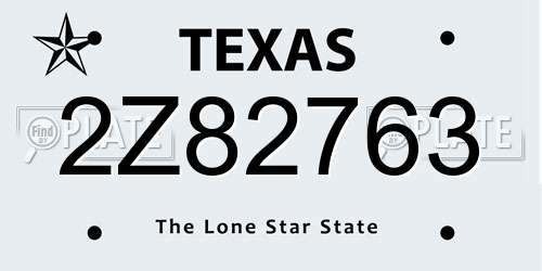 2Z82763 Texas License Plate