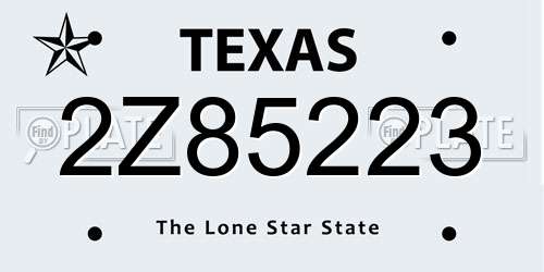 2Z85223 Texas License Plate