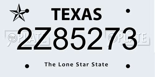 2Z85273 Texas License Plate