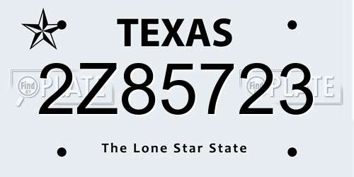 2Z85723 Texas License Plate