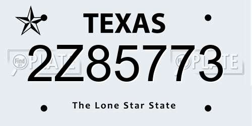 2Z85773 Texas License Plate