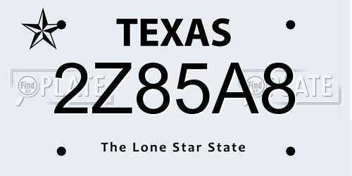 2Z85A8 Texas License Plate