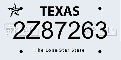 2Z87263 Texas License Plate