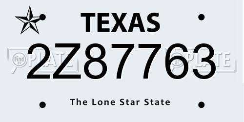 2Z87763 Texas License Plate