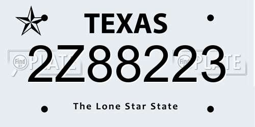 2Z88223 Texas License Plate