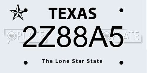 2Z88A5 Texas License Plate