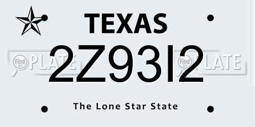 2Z93I2 Texas License Plate
