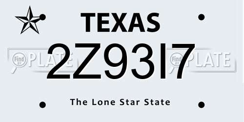 2Z93I7 Texas License Plate