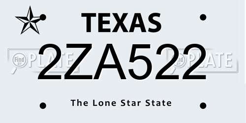 2ZA522 Texas License Plate