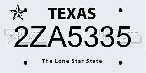 2ZA5335 Texas License Plate