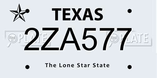2ZA577 Texas License Plate
