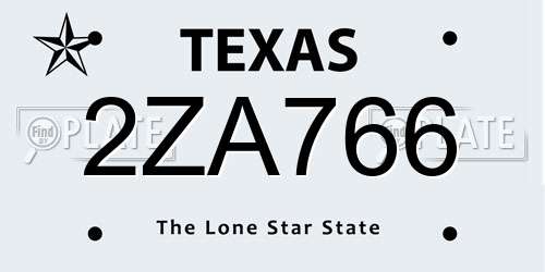 2ZA766 Texas License Plate