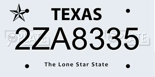 2ZA8335 Texas License Plate