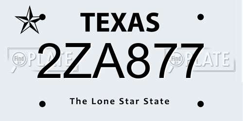 2ZA877 Texas License Plate