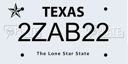 2ZAB22 Texas License Plate