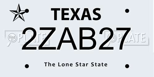 2ZAB27 Texas License Plate